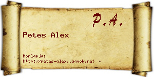 Petes Alex névjegykártya